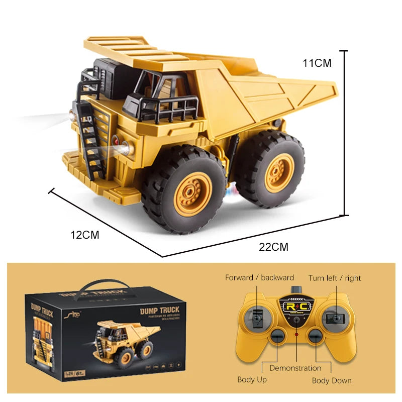 2.4Ghz Rc Excavator Toy Engineering Car Alloy and Plastic Remote Control Digger Mixing Crane Forklift Truck