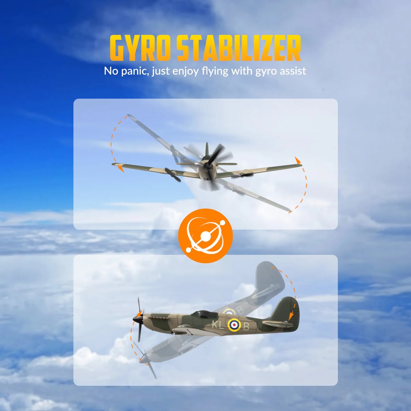 Fremego VolantexRC RC Plane, 4 Channel Remote Control Airplane Fighter Spitfire RTF with Aileron, Gyro, Aerobatics & 3 Modes Easy to Fly, Hobby Radio Controlled Aircraft for Beginners, Kids & Adults (Blue)