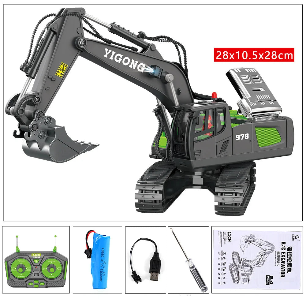 Lkçomo 4WD Remote Control Excavator Toy Radio Controlled RC Dump Truck Vehicle Crawler Bulldozer Construction