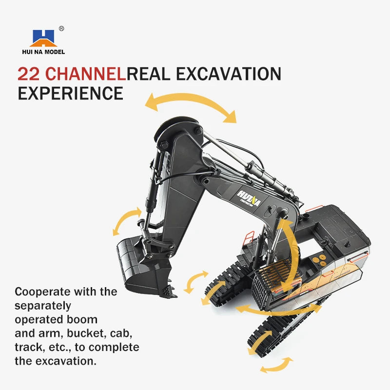 Huina 1592 1:14 Scale 22 Channels 2.4GHz Semi-Alloy Remote control Construction Excavator