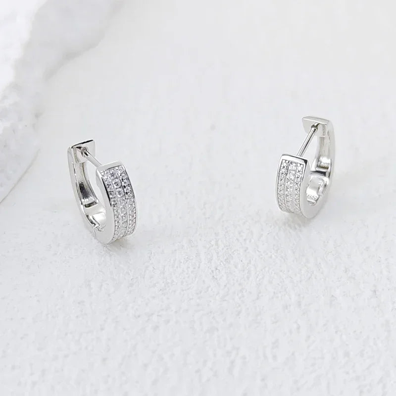 NeeTim Hoops 100% 925 Sterling Silver Full Real Moissanite Earrings Women Sparkling Dimoand Earring Jewelry Gift Certificate
