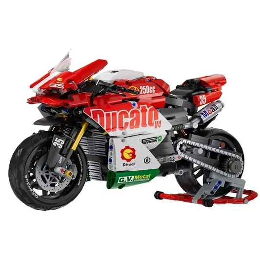 Famous V4 Motorcycle Super Motorbike Building Blocks Set