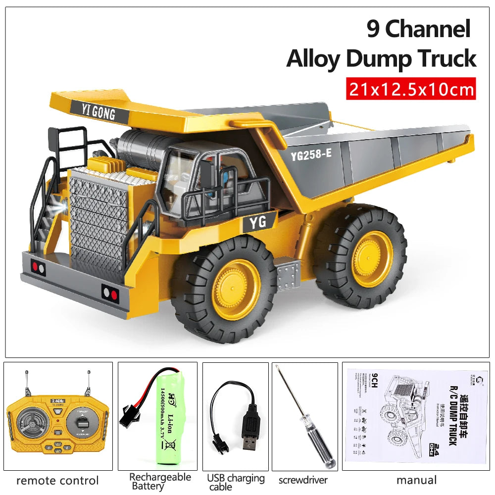 Lkçomo 4WD Remote Control Excavator Toy Radio Controlled RC Dump Truck Vehicle Crawler Bulldozer Construction