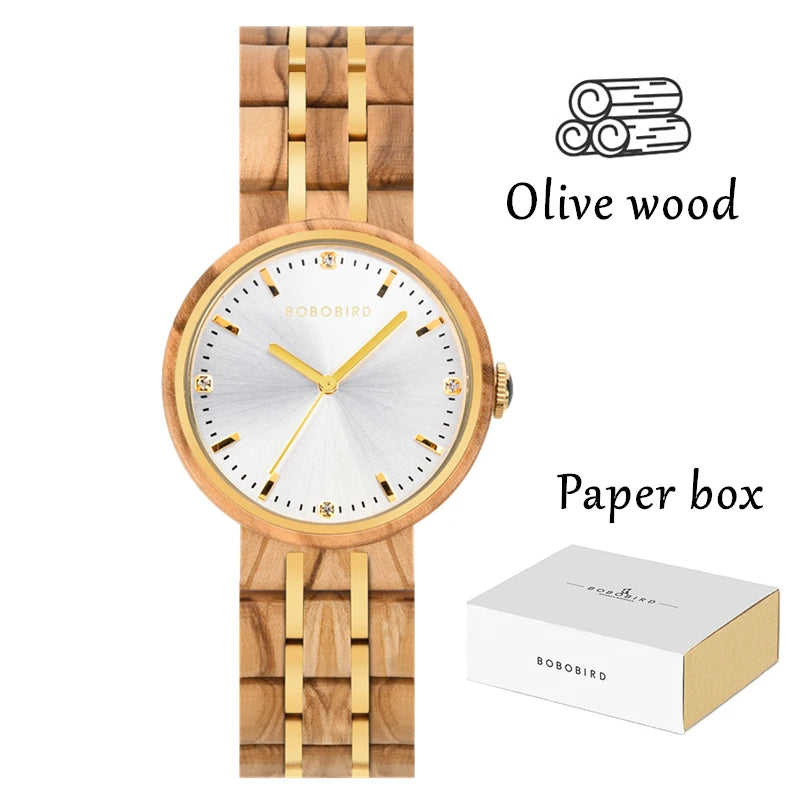 BOBO BIRD Women's Watches Wooden Watch, Simple and Casual Lady Wristwatch Quartz Movement with Gift Box