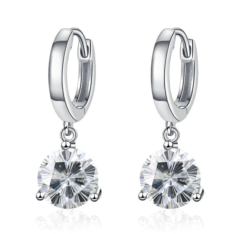 2ct Moissanite Diamond Earrings 100% S925 Sterling Sliver Orginal Drop Earring Wedding Bride Jewelry with Certificate for Women