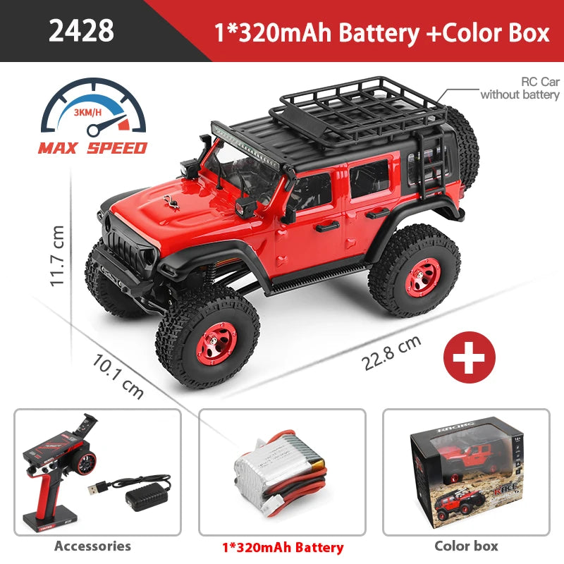 Wltoys 2428 1:24 Mini RC Car 2.4G With LED Lights 4WD Off-Road Electric Crawler Vehicle Remote Control Truck