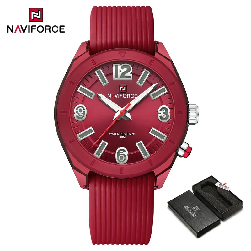 NAVIFORCE New Fashionable Ladies Quartz Wrist Watch Silicone Strap Waterproof Watches Women Original Elegant Female Gifts Clock
