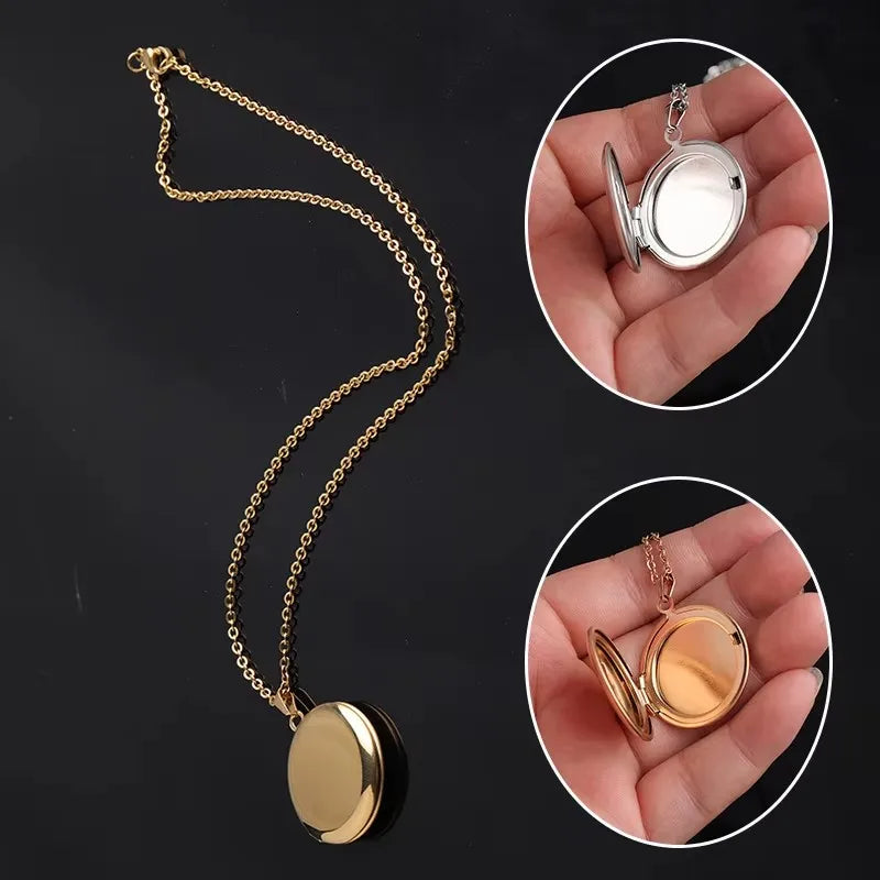 New 10pieces/lot Mirror Polish Stainless Steel DIY Round Photo Picture Frame Locket Pendant Necklace