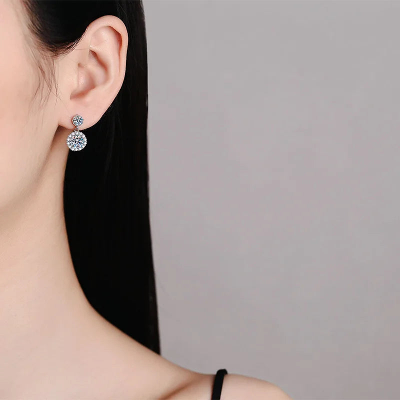 1ct Moissanite Diamond Earrings for Women S925 Sterling Sliver 18k White Gold Plated Diamond Drop Earring Gifts with Certificate