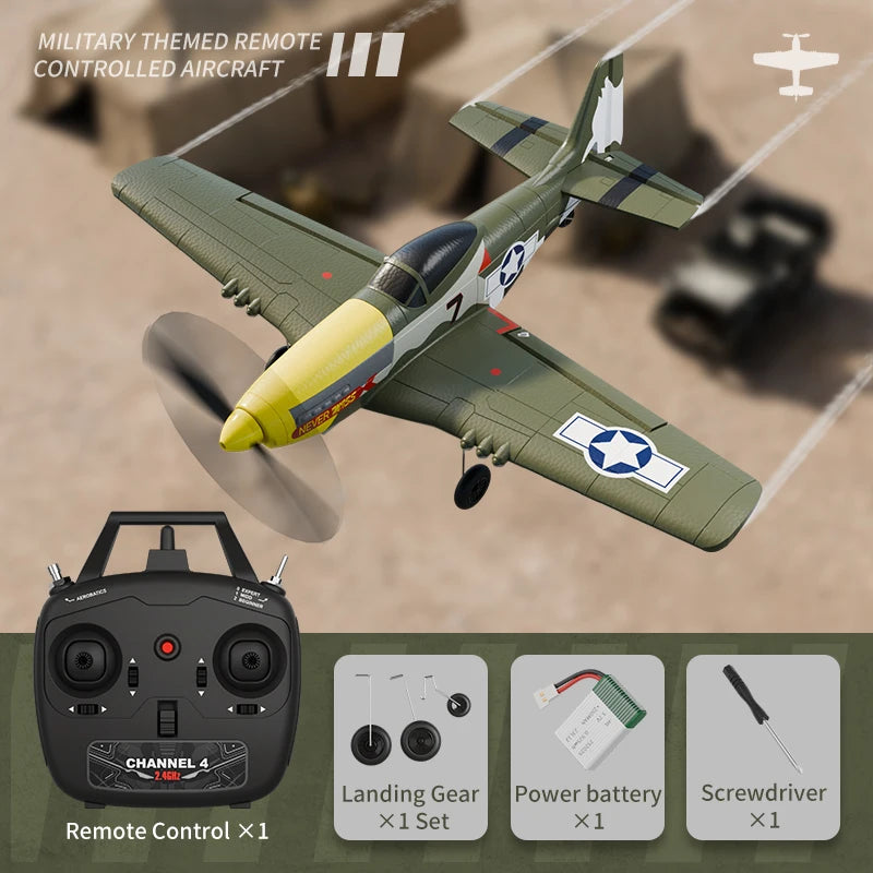 Antsir P51 Mustang 2.4G Radio EPP Foam 4CH 6 Axis 410MM Wingspan RC Fighter One Key Aerobatic RTF