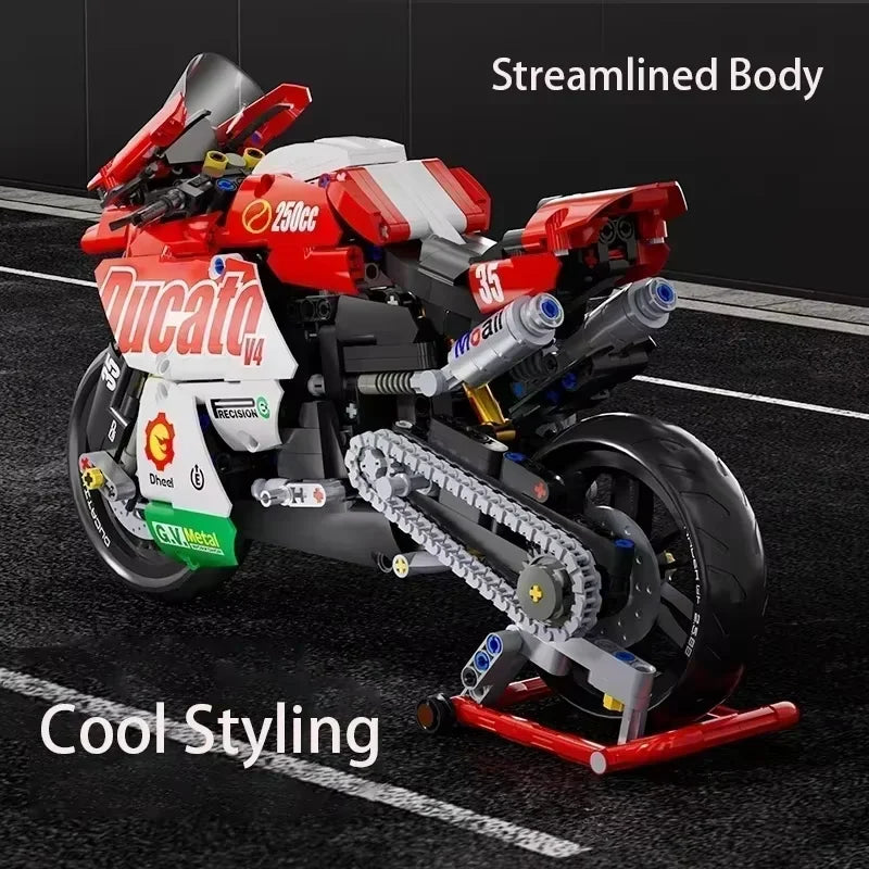 Famous V4 Motorcycle Super Motorbike Building Blocks Set