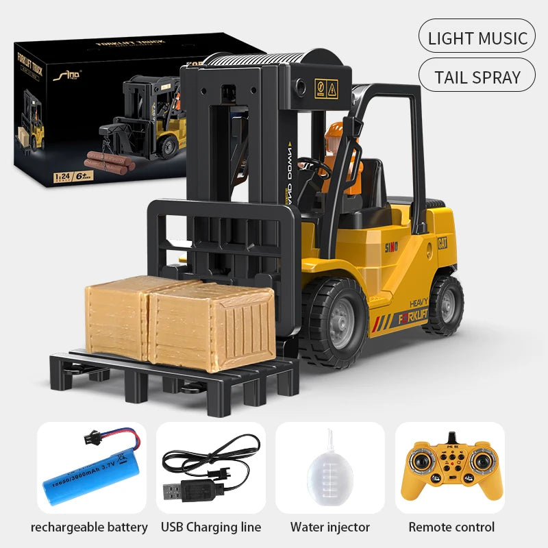 2.4Ghz Rc Excavator Toy Engineering Car Alloy and Plastic Remote Control Digger Mixing Crane Forklift Truck