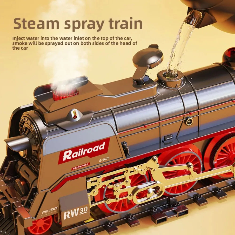 Larzack Classical Remote Control Train Toy Electric Train Set Railway Tracks Set Assemble with Light&Sound