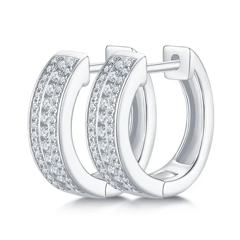 NeeTim Hoops 100% 925 Sterling Silver Full Real Moissanite Earrings Women Sparkling Dimoand Earring Jewelry Gift Certificate