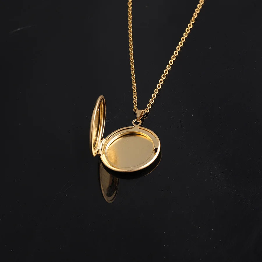 New 10pieces/lot Mirror Polish Stainless Steel DIY Round Photo Picture Frame Locket Pendant Necklace