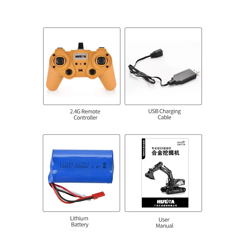 Huina 1592 1:14 Scale 22 Channels 2.4GHz Semi-Alloy Remote control Construction Excavator