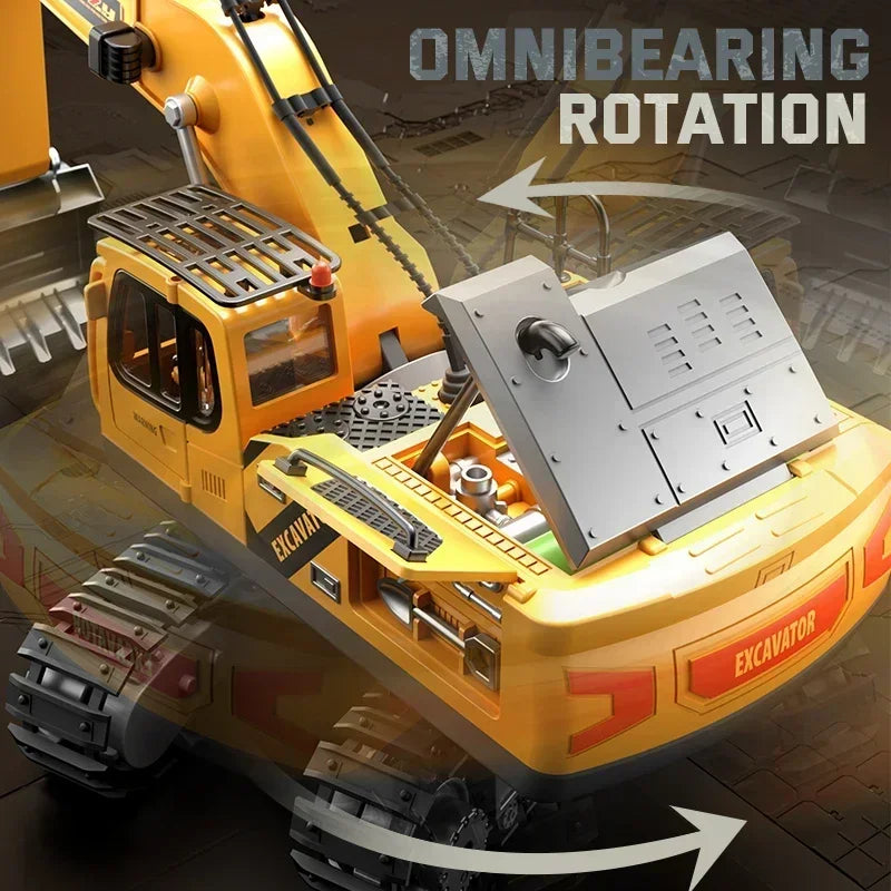 12 Channel Alloy Remote Control Excavator Children's Toy Simulation Sound Effects and Lighting Parent-child Interactive Toy