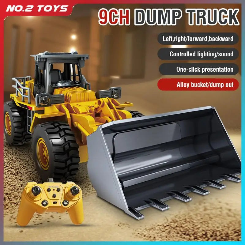 2.4G Alloy Remote Control Dump Truck RC Excavator Bulldozer Engineering Vehicle 9 Channel RC Trucks