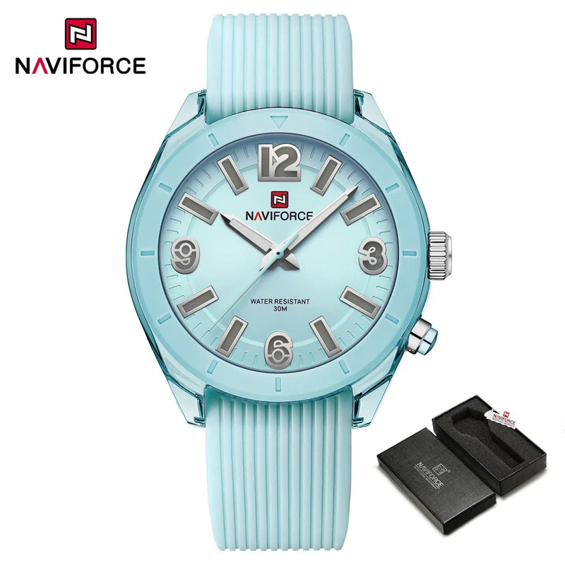 NAVIFORCE New Fashionable Ladies Quartz Wrist Watch Silicone Strap Waterproof Watches Women Original Elegant Female Gifts Clock