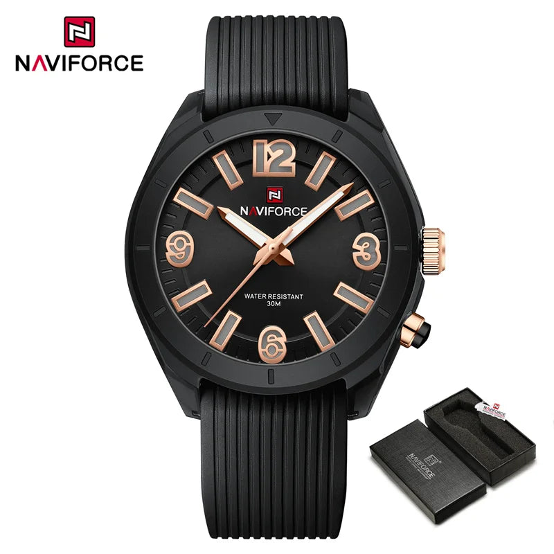 NAVIFORCE New Fashionable Ladies Quartz Wrist Watch Silicone Strap Waterproof Watches Women Original Elegant Female Gifts Clock