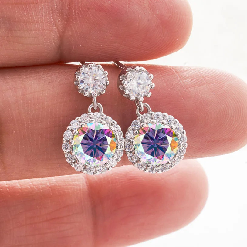 1ct Moissanite Diamond Earrings for Women S925 Sterling Sliver 18k White Gold Plated Diamond Drop Earring Gifts with Certificate