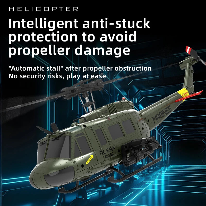 1/48 Remote-Controlled Armed RC Helicopter UH1 Simulated Helicopter Six-Channel 3D Stunt Model Aircraft Rtf Intelligent Positioning