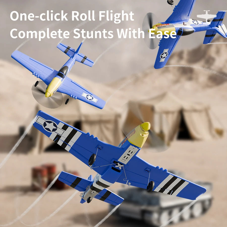 Antsir P51 Mustang 2.4G Radio EPP Foam 4CH 6 Axis 410MM Wingspan RC Fighter One Key Aerobatic RTF