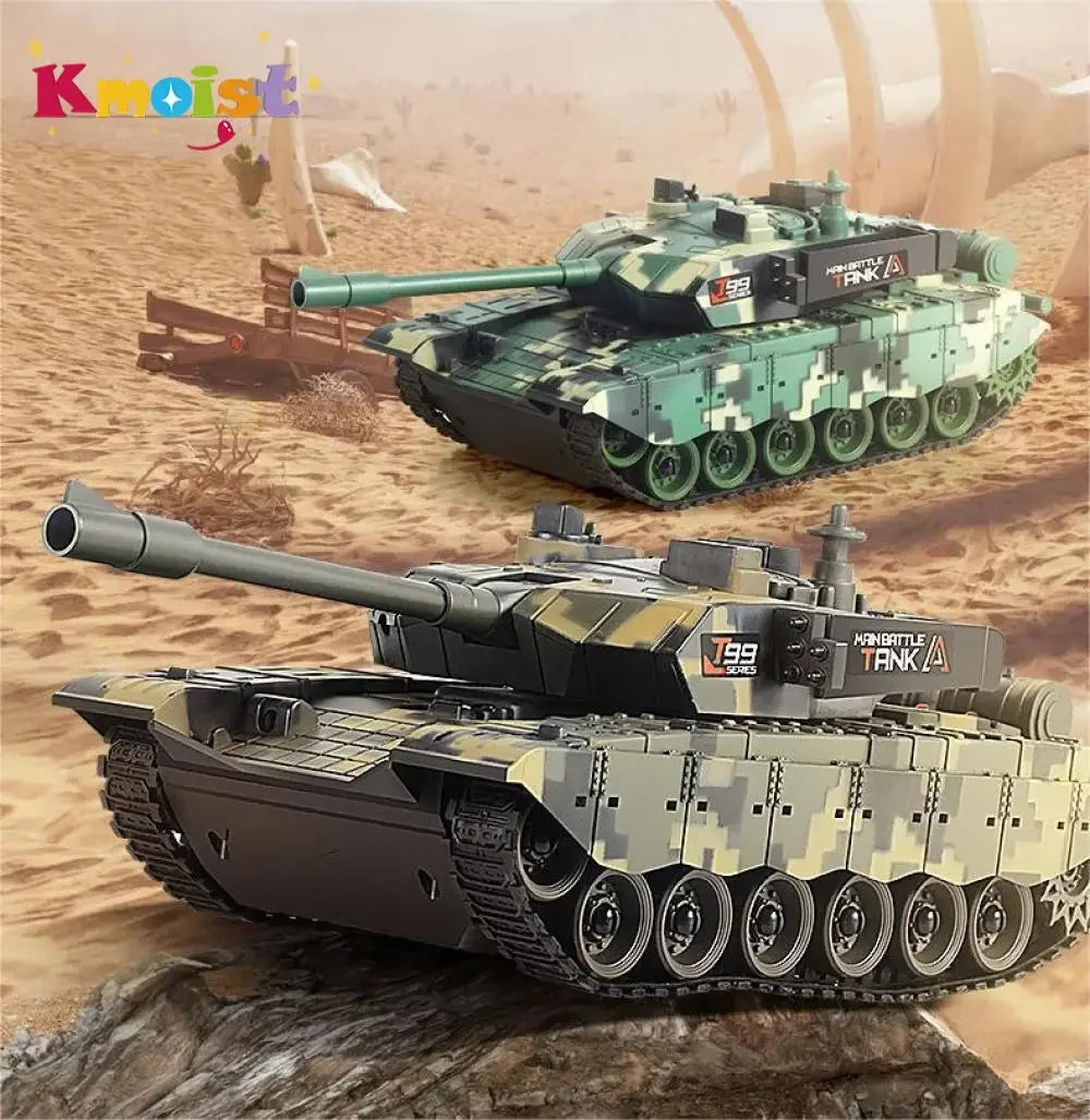 KMoist 2.4GHz Tank Model Toy for Boys Remote Control Tank Children Military Battle Tank Simulation Model With Sound Light Toy Vehicles
