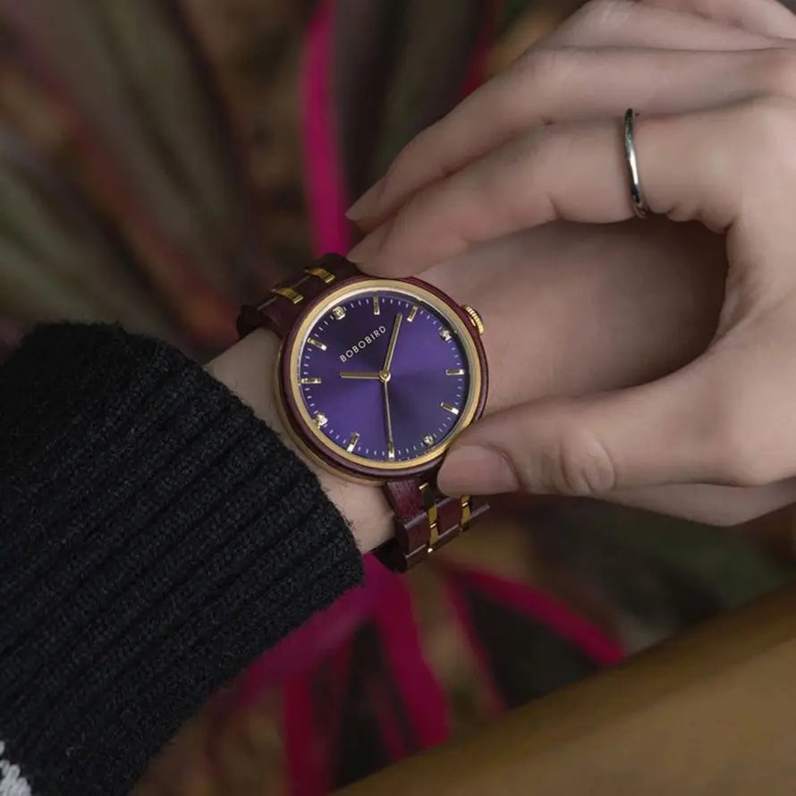 BOBO BIRD Women's Watches Wooden Watch, Simple and Casual Lady Wristwatch Quartz Movement with Gift Box