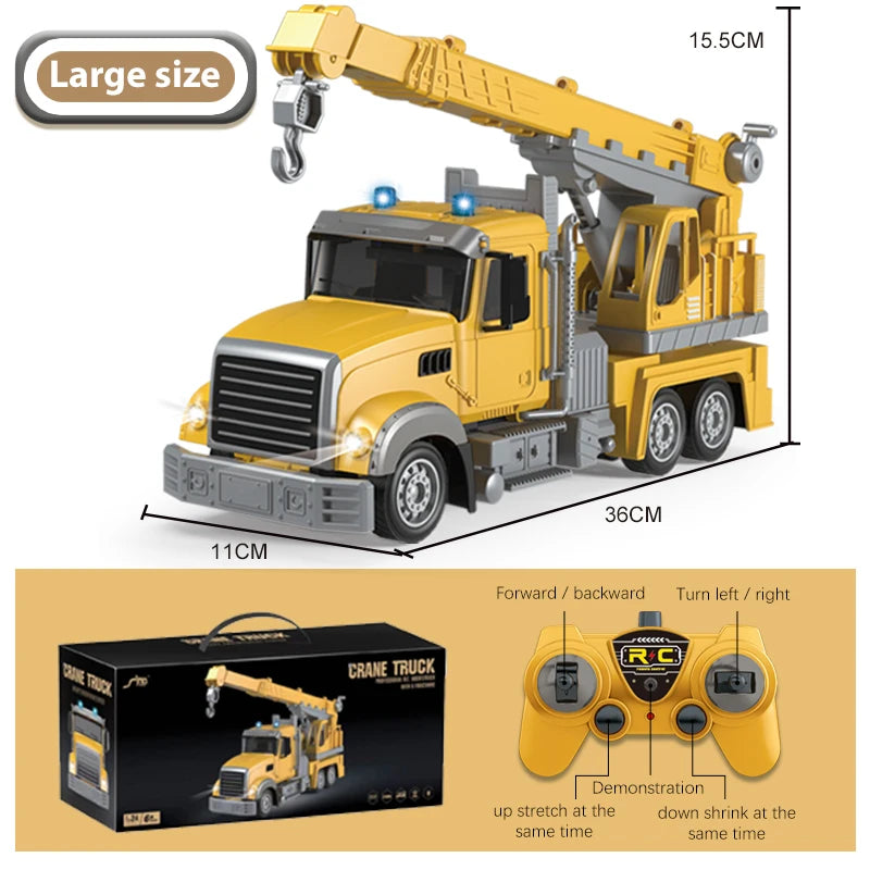 2.4Ghz Rc Excavator Toy Engineering Car Alloy and Plastic Remote Control Digger Mixing Crane Forklift Truck
