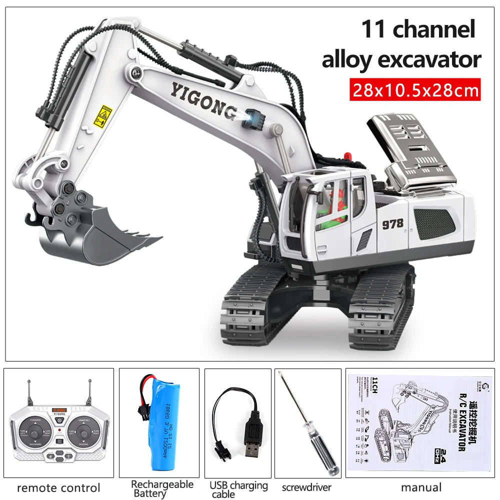 Lkçomo 4WD Remote Control Excavator Toy Radio Controlled RC Dump Truck Vehicle Crawler Bulldozer Construction