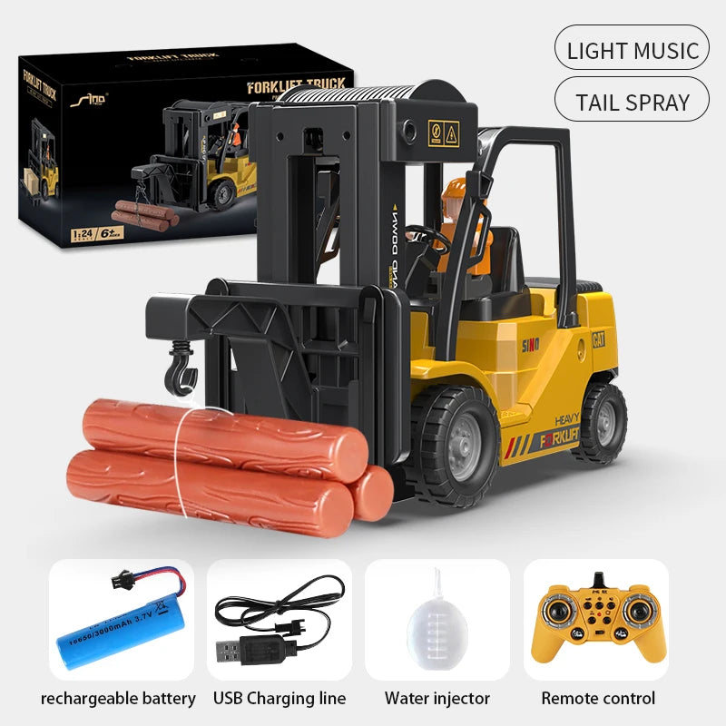 2.4Ghz Rc Excavator Toy Engineering Car Alloy and Plastic Remote Control Digger Mixing Crane Forklift Truck