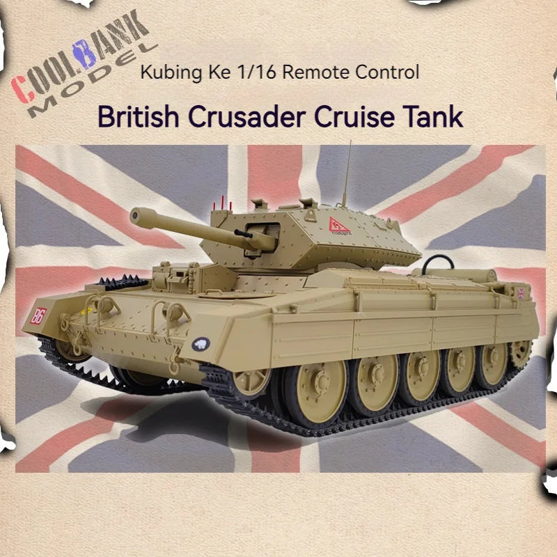 MN Model 2025 Remote Controlled British Crusader MkIII Military Tank Toy for Boys Telescopic Smoke Belt Simulation Warehouse Soldier
