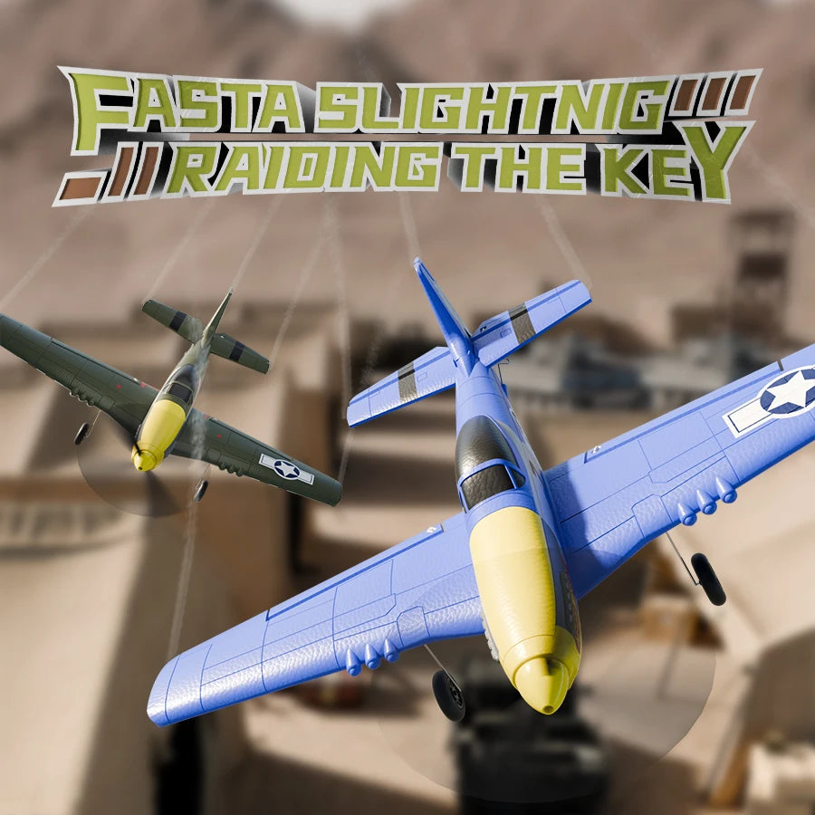 Antsir P51 Mustang 2.4G Radio EPP Foam 4CH 6 Axis 410MM Wingspan RC Fighter One Key Aerobatic RTF