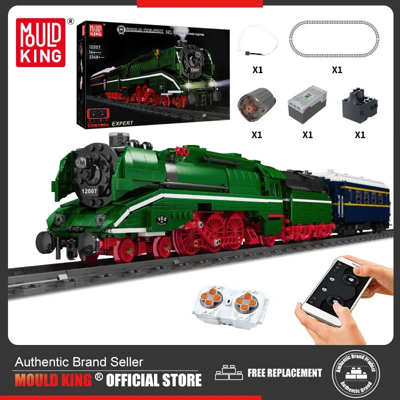 Mould King 12007 Remote Control Train Motorized BR18 201 German Express Train Building Blocks
