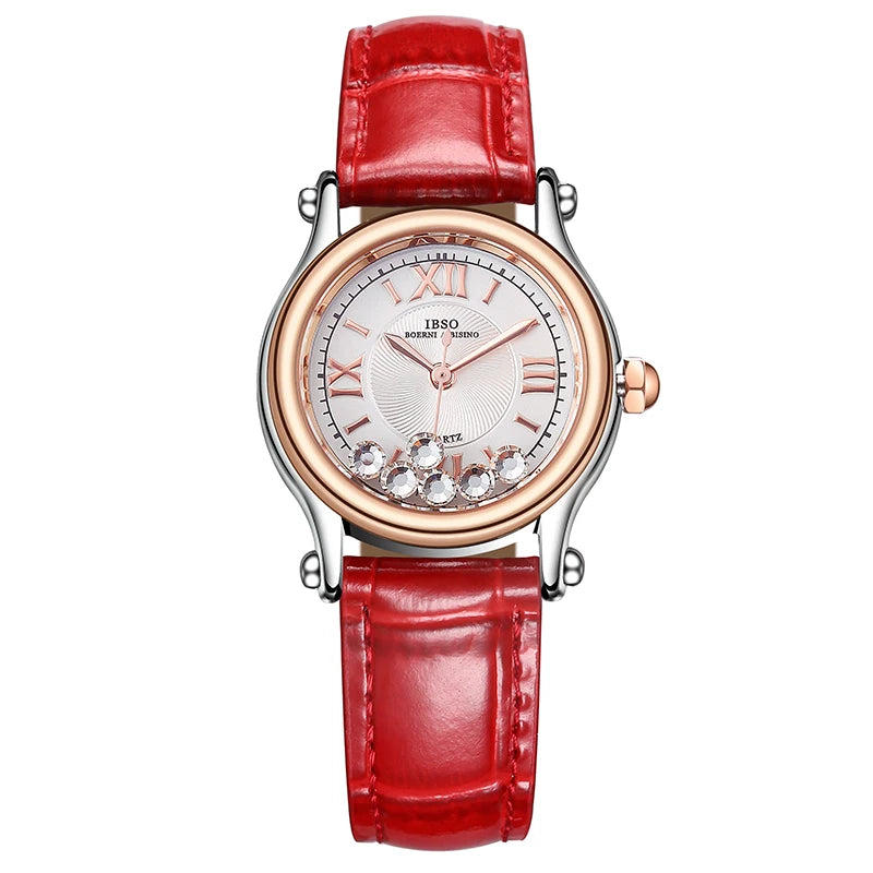 Luxury Brand Women Watches Red Leather Waterproof Golden Hand Clock Female Designer Wristwatch Elegant Lady Steel Watches Silver