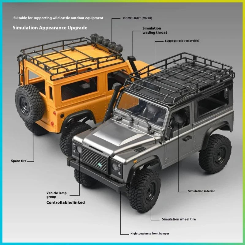 MN Land Rover Defender 1:12 Scale RTG RC Car 2.4G 4WD MN99S MN98 MN99 Defender Remote Control Pickup
