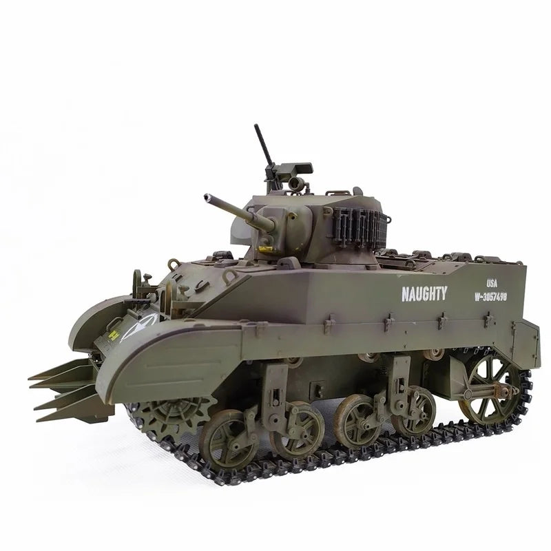 1:16 RC Tank USA Stuart M5A1 Light Tank Model 2.4G Military Vehicle Remote Control Crawler Car Battle Tanks Model Hobby Toys RTR