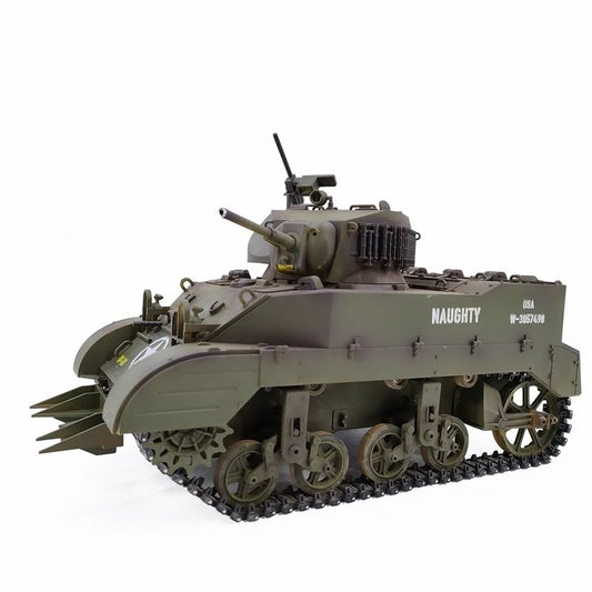 1:16 RC Tank USA Stuart M5A1 Light Tank Model 2.4G Military Vehicle Remote Control Crawler Car Battle Tanks Model Hobby Toys RTR