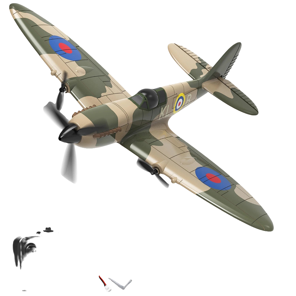 Fremego VolantexRC RC Plane, 4 Channel Remote Control Airplane Fighter Spitfire RTF with Aileron, Gyro, Aerobatics & 3 Modes Easy to Fly, Hobby Radio Controlled Aircraft for Beginners, Kids & Adults (Blue)
