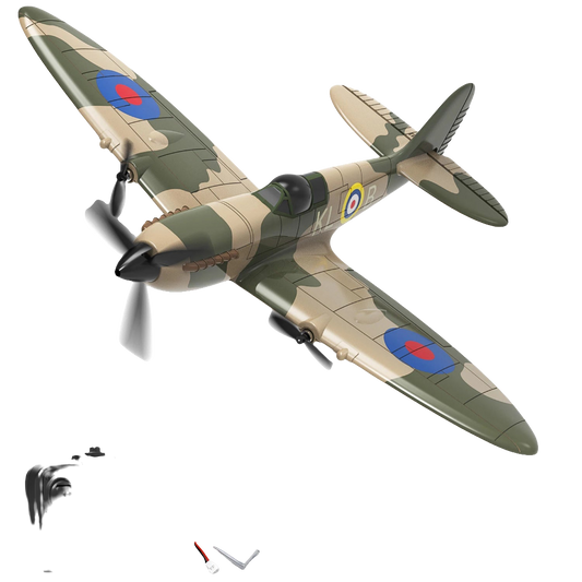 Fremego VolantexRC RC Plane, 4 Channel Remote Control Airplane Fighter Spitfire RTF with Aileron, Gyro, Aerobatics & 3 Modes Easy to Fly, Hobby Radio Controlled Aircraft for Beginners, Kids & Adults (Blue)