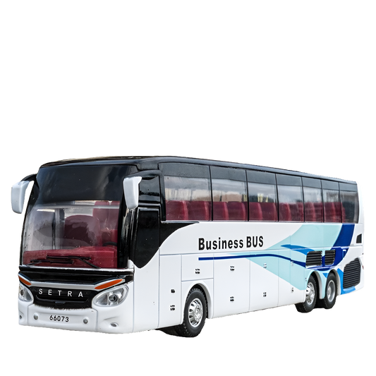 Welly 1/32 Scale Diecast Alloy SETRA Luxury Bus Model Children's Toy Car Business Travel Bus Pull Back Sound and Light Miniature