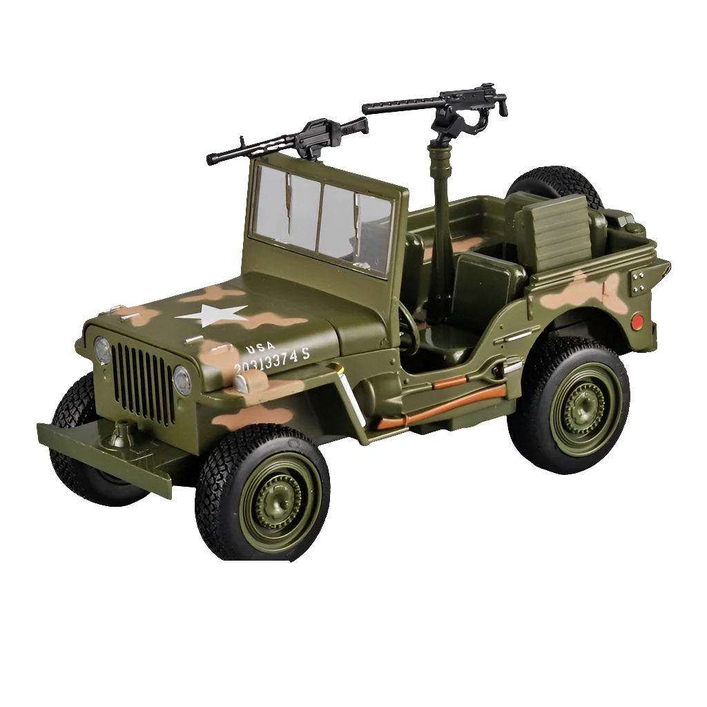 Moisto 1:32 Willys GP JEEP Military Off Road Vehicle Alloy Model Car Metal Diecast Sound and Light Toys Military Truck