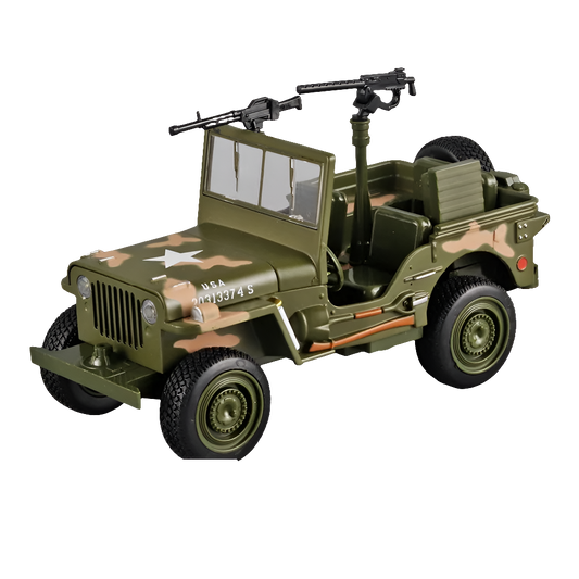 Moisto 1:32 Willys GP JEEP Military Off Road Vehicle Alloy Model Car Metal Diecast Sound and Light Toys Military Truck