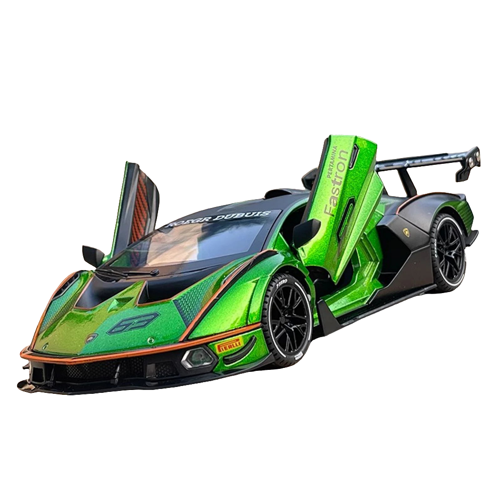 1:24 Scale Lamborghini SCV12 Diecast Car Model with Sound and Light Effects, Spring-Loaded Action 111